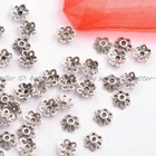 200Pcs Tibetan Silver Metal Flower Loose Spacer Beads Caps 6MM A3012