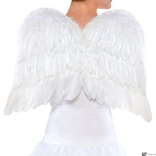 Good Angel Costume Accessory Real Feather White Halloween Wings, For Women, O... - Picture 2 of 5