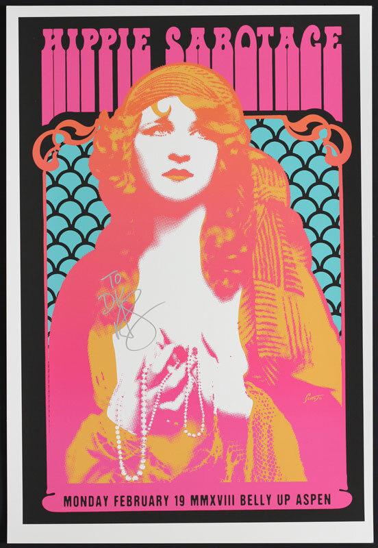 Autographed Hippie Sabotage Belly Up Aspen 2/19/2018 Scrojo Poster