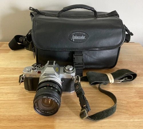 Canon AV-1 35mm Film Camera with 28-50mm 1:3.5-4.5 Lens Fresh Battery (Tested)