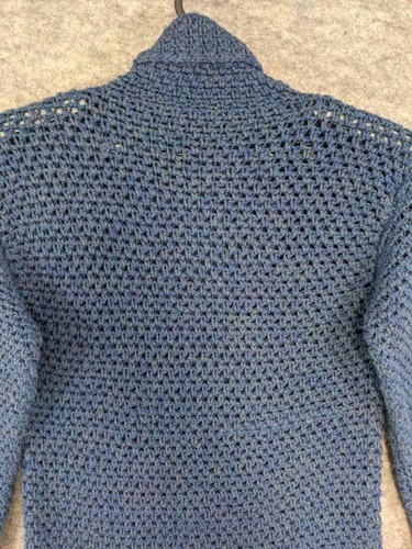 Crochet Sweater Womens Large Blue Turtleneck Chunky Knit Pullover Long Sleeve - Bild 7 von 9