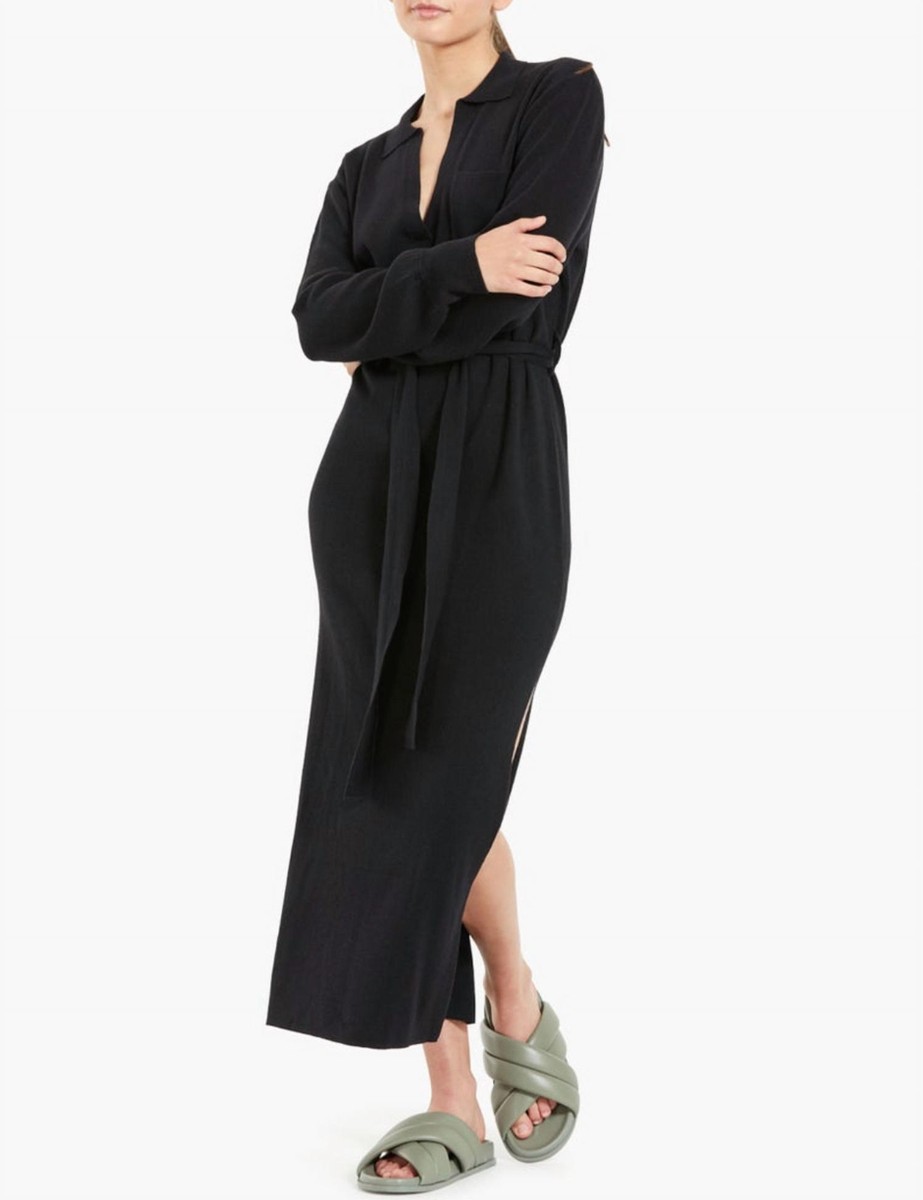 bec & bridge liam knit polo midi dress in black
