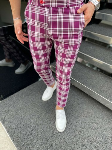 Pantaloni a quadri UOMO, pantaloni tartan, pantaloni da golf uomo alta qualità. - Foto 2 di 12