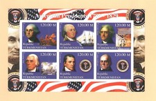 2000 TURKMENISTAN { US PRESIDENTS 1789-1829 } SHEET of 9 IMP IMPERFORATE MNH