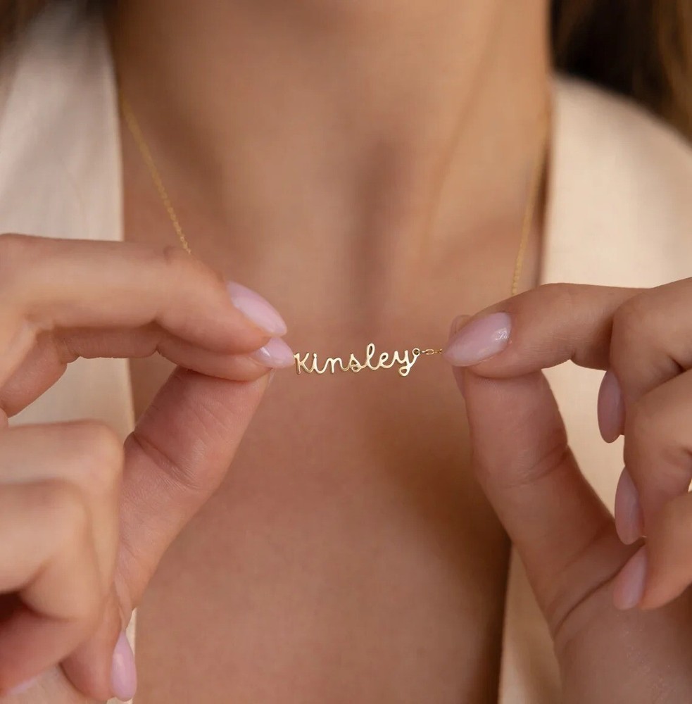 Personalized Name Necklace, Custom 18K Gold Plated Necklace, Dainty Necklace