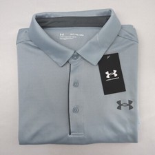 NWT Men Under Armour UA Performance Tech Golf Polo Shirt Stone Gray Loose Fit