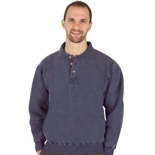 Mens 100% Heavy Cotton 3-Button Polo Sweatshirt - Heavy Weight - Made in Canada - Picture 11 of 15