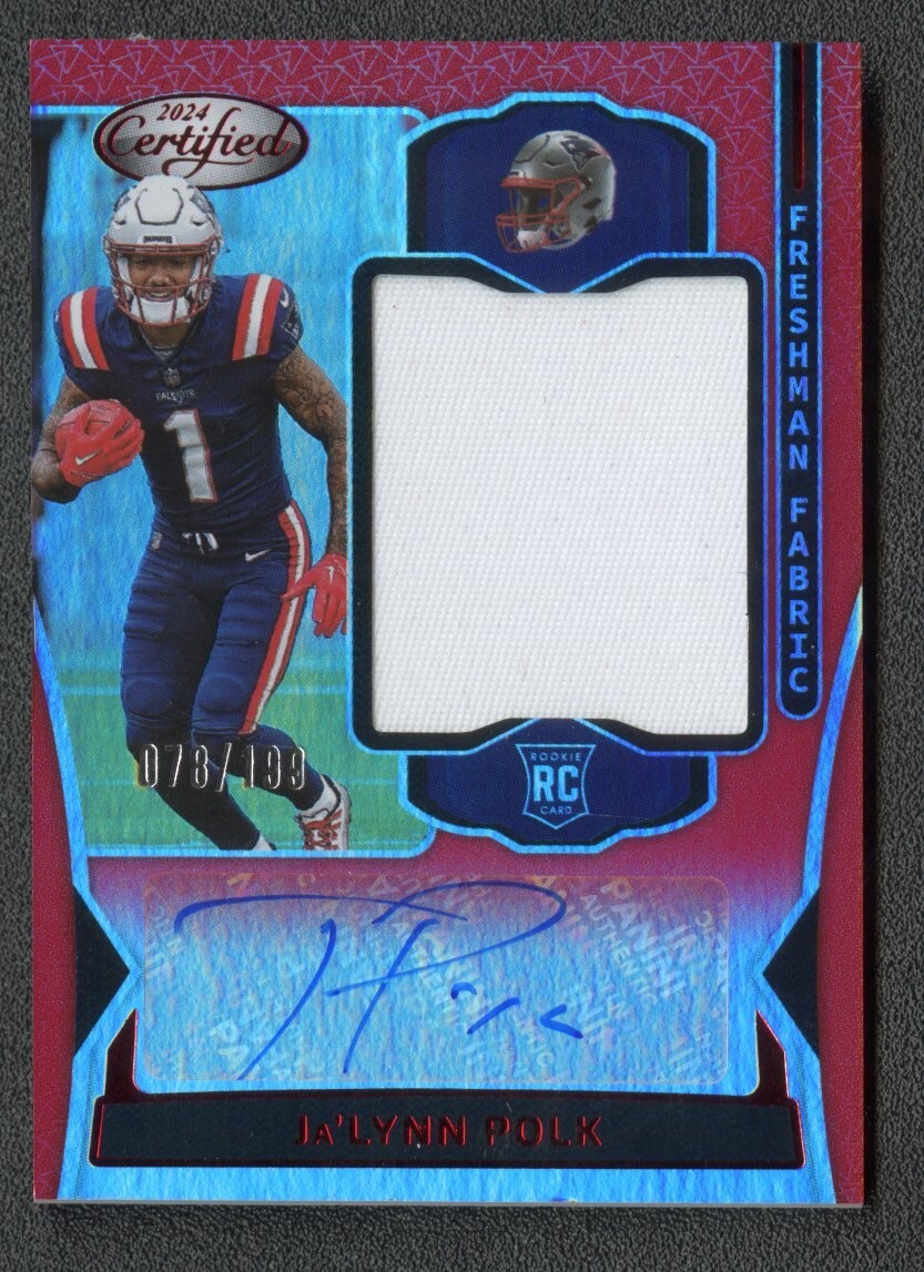 2024 Panini Certified Ja'Lynn Polk Freshman Fabric RC Patch Auto Red /199 RPA