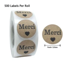 500Pcs/Roll French Thank You Adhesive Sticker for DIY Wedding Thanksgiving Cards