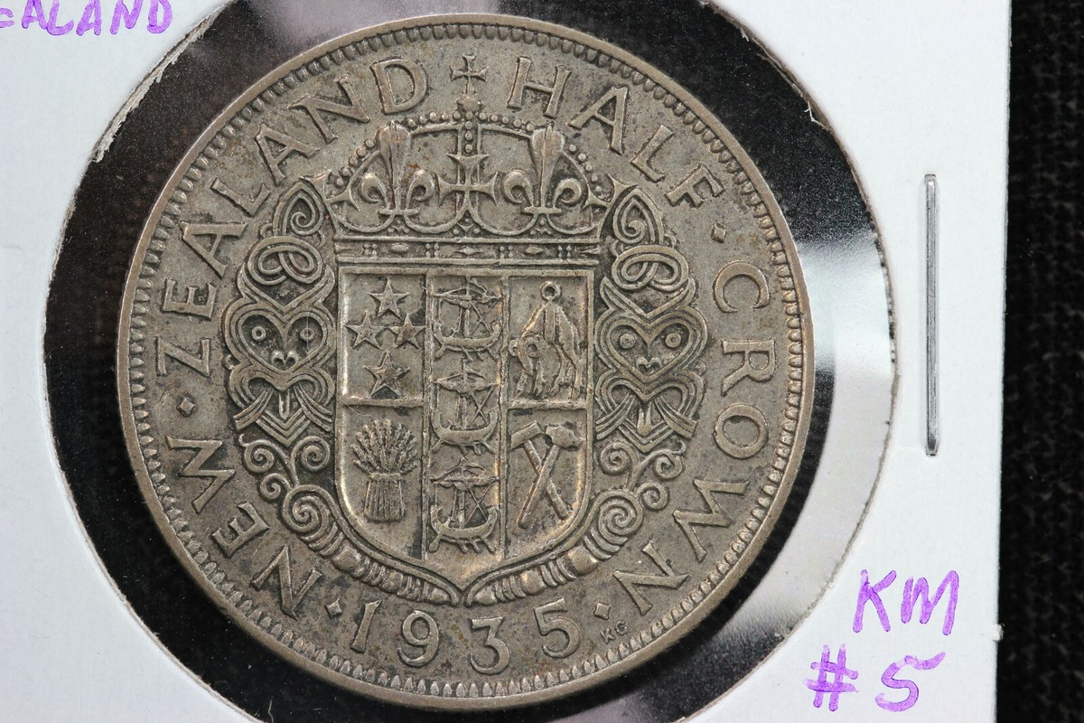 1935 New Zealand 1/2 Crown VF+ KM# 5 11P7 | eBay