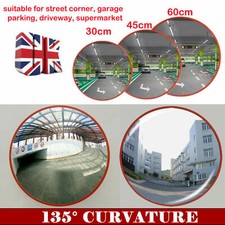 30/45/60cm Wide Angle Curved Convex Mirror Road Parking Secure Traffic Driveway