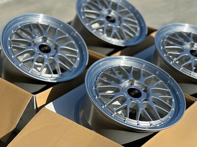 set of 4) BBS LM 18x8.5 +56, 18x10 +65 5x130 Diamond Silver Wheels