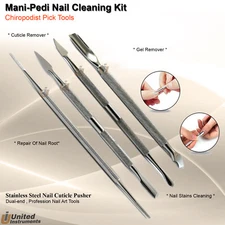 Manicure Pedicure Cuticle Pusher Remover Toe Nail Filer Spoon Gouge Podiatry Kit
