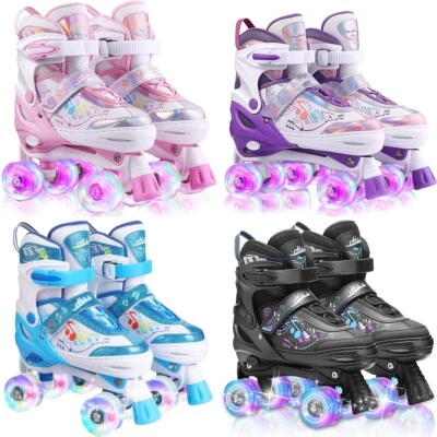 Kinder Rollschuhe Verstellbar LED Rollschuhe für Mädchen & Jungen Rollerskates