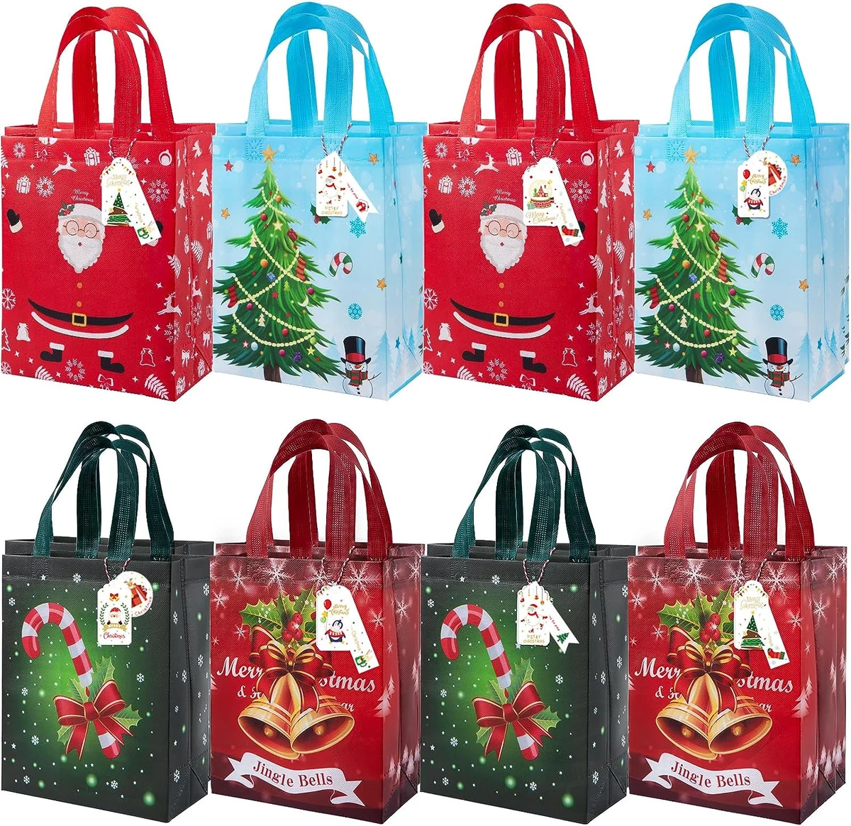 16Pcs Christmas Gift Bags with Gift Tags Small Gift Bags Reusable