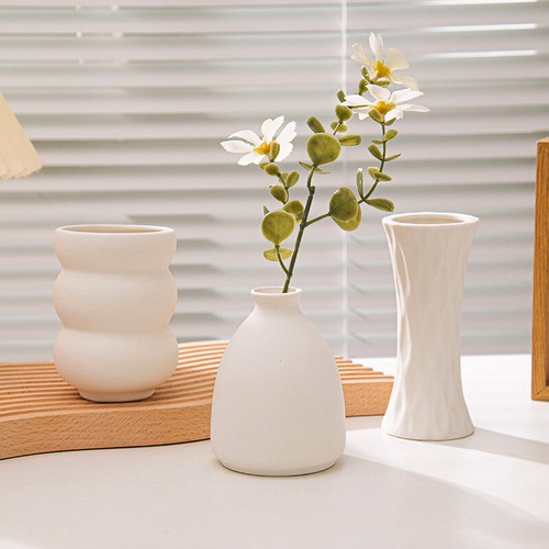 White Nordic Flower Vase Ceramic Vases Room Decor Modern Ceramic Flowers Bottle - Picture 12 of 39