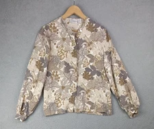 Liz Claiborne Collection 100% Silk Size 4 Long Sleeve Floral Blouse Elegant Top