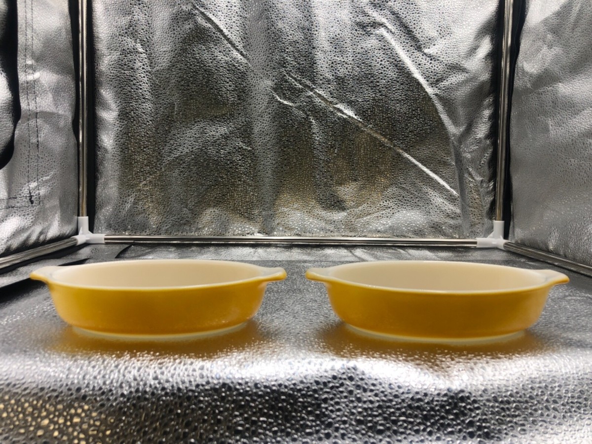 Set of 2 Vintage Pyrex Tableware Yellow #700 10oz. Au Gratin Oval