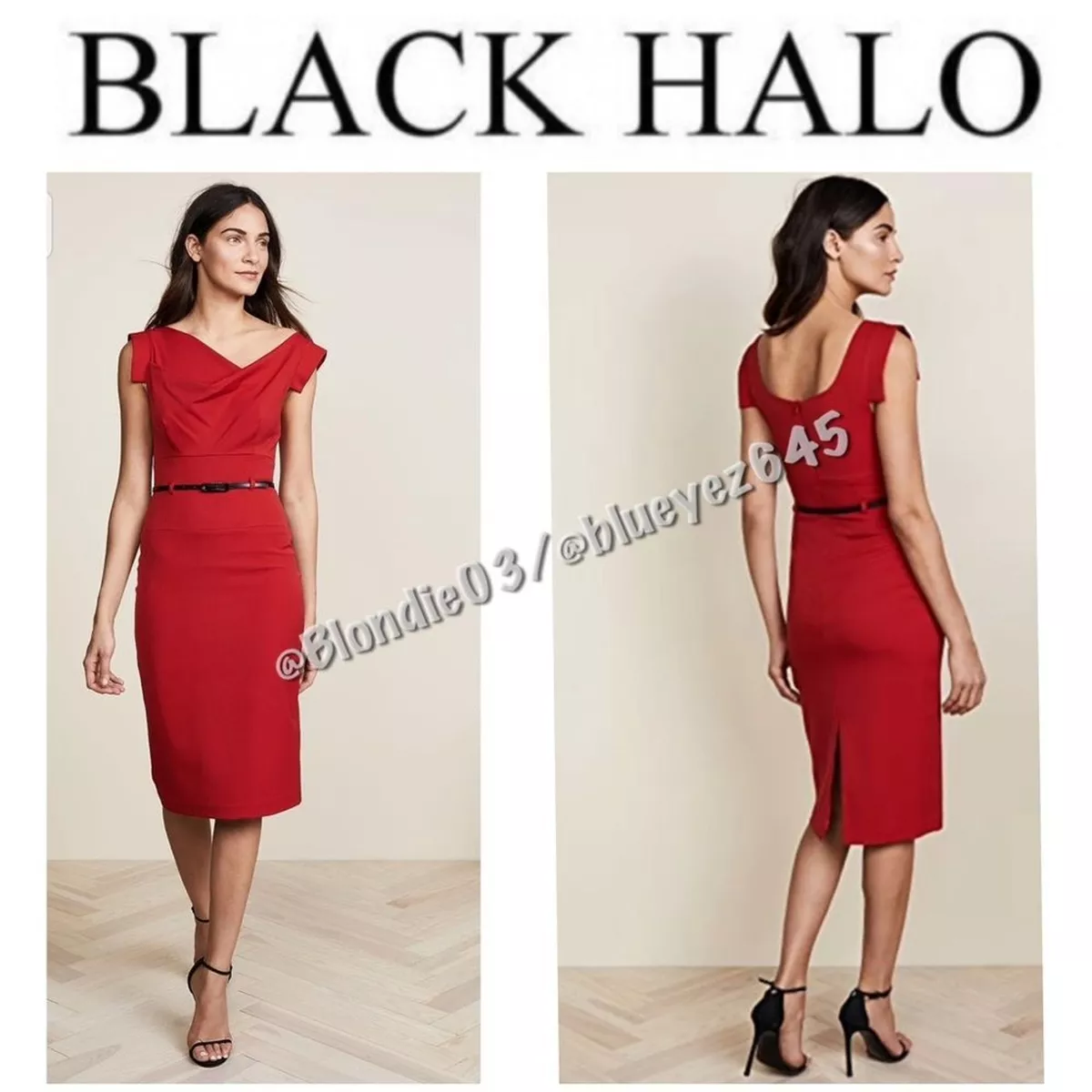 Black Halo iconic Jackie O Belted Dress 0 eBay