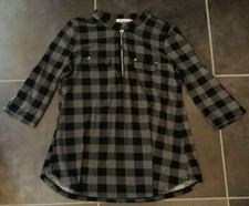 Flannel Pull-Over Zip Up Womens Sized XL Shirt - Black Grey