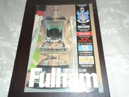 Fulham Home Teams F-K Football FA Cup Fixture Programmes (1990s)