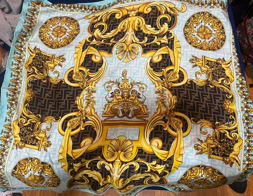 Fendace Turquoise Silk Scarf Fendi Versace Collab Pre-owned | eBay