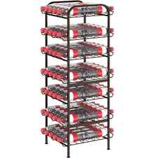 7 Tier Water Bottle Organizer Storage Metal Beverage Rack Dispenser for Kitchen