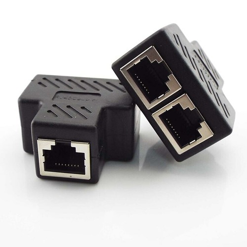 RJ45 Splitter Adapter 1 to 2 Ways Dual Female Port Plug Ethernet Cable Extender - Picture 3 of 8