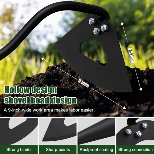 YeYeBest Hardened Hollow Hoe with Long Handle - 25'' -Heavy Duty Garden Hoes for - Picture 2 of 5