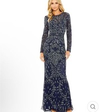 Mac Duggal LONG SLEEVE ILLUSION NECKLINE EMBELLISHED GOWN size 4 $598 sold out