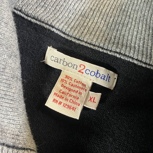 Carbon 2 Cobalt Gloaming Cotton-Cashmere Blend 1/4 Button Sweater Mens XL Black - Picture 3 of 6