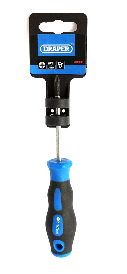 Draper 48931 No.1 x 75mm Cross Slot Screwdriver Soft Grip Handle Phillips PH1 - Image 2 of 4