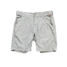 Simms Fishing Shorts Mens L Large Cloud Blue Nylon Zip Pocket Flex Waistband