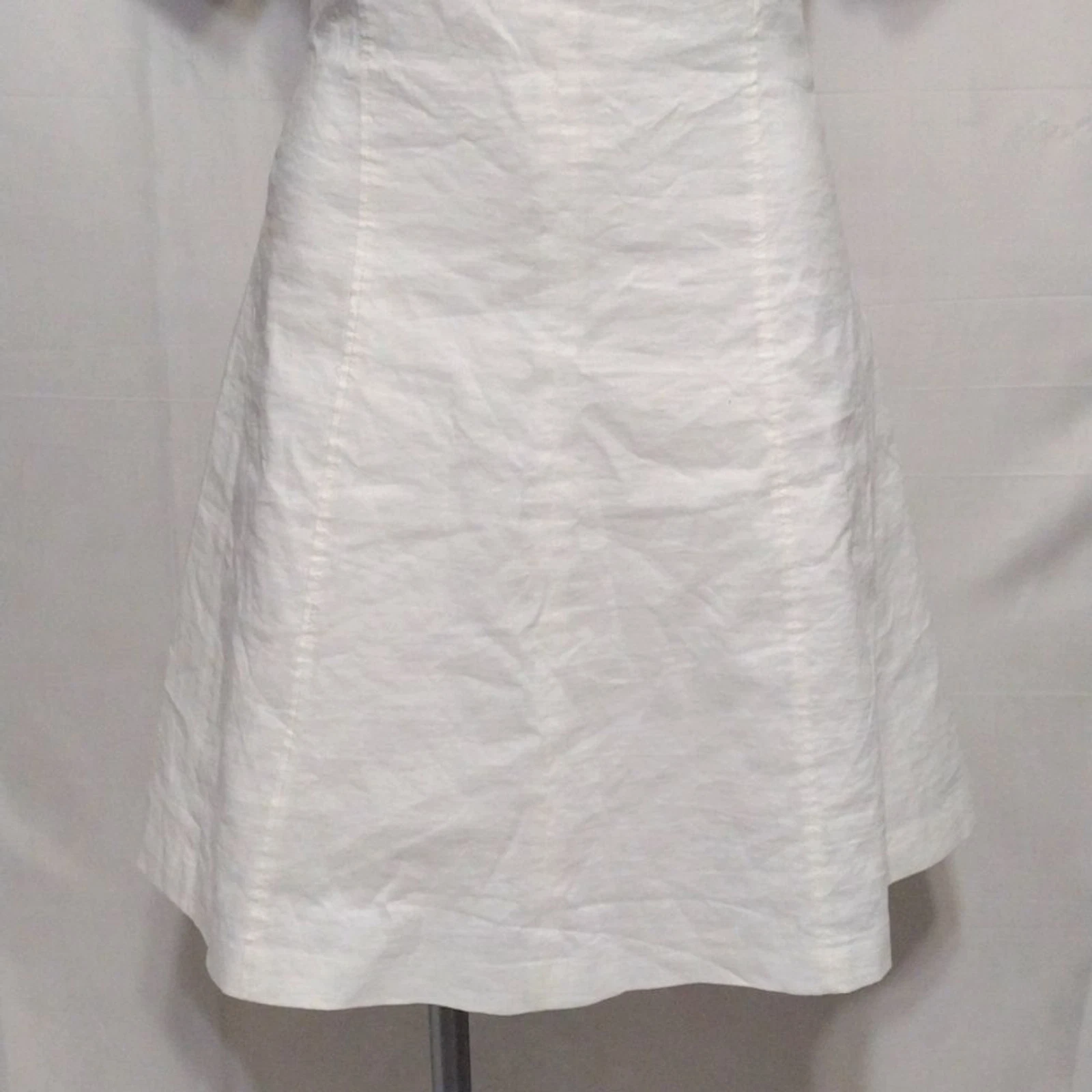 OFF WHITE Abito a tubino Theory bianco misto lino A Line con cuciture moderno minimalista US 4 $365