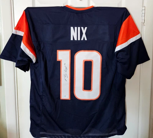 Bo Nix Denver Broncos Signed COA Football Jersey
