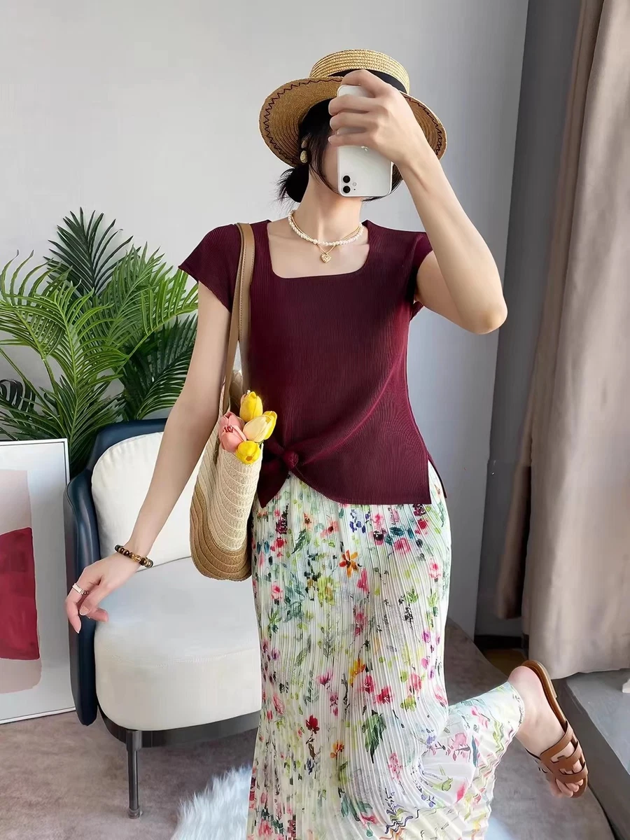 Pleated Square Neck Tops for Women for sale | eBay