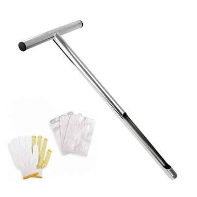 20in Soil Sampler Probe Stainless Steel T-Handle Soil Test Kit w/ Bags & Gloves