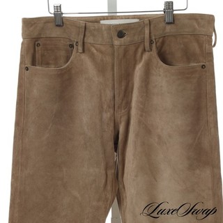 #1 MENSWEAR Golden Goose Made in Italy Mocha Taupe Chevre Suede Jeans Pants 48