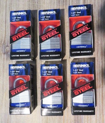 Brinks 44mm / 1-3/4'' High Security Steel Laminated Padlocks Set of 6 Keyed Alike