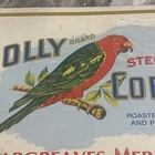 POLLY Brand Coffee SIGN 16 X 12 In Embossed Metal Parrot Graphics Lincoln Neb — photo 2