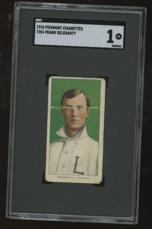 1909 T206 FRANK DELEHANTY POOR PIEDMONT 350 PORTRAIT SGC 1 LOUISVILLE COLONELS