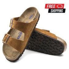 Birkenstock Arizona Soft Footbed Suede Leather Sandals Mink Brand New