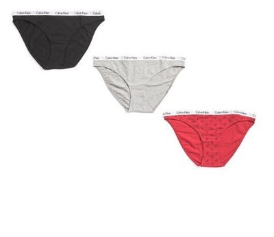 Calvin Klein Women's Carousel Logo Cotton Stretch Bikini Panties 3 Pack Large