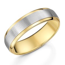 6mm Two Tone Wedding Band Titanium and Yellow Gold Two Colour Ring IP Gold