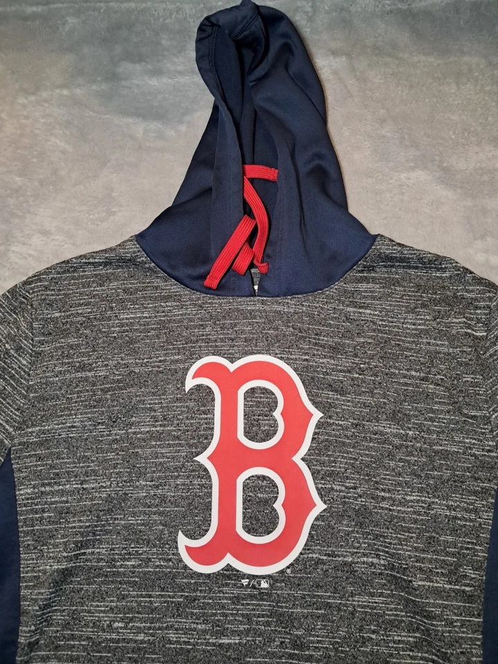 Sudadera con Capucha Fanatics Boston Red Sox MLB Gris/Azul Marino Para Hombre Grande Foto 3 de 4