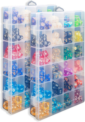 2 Pack DND Dice Storage Box Each 24 Grids Polyhedral Dice Organizer with Removab