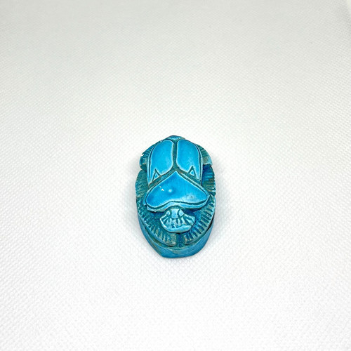 Egyptian Stone Scarab Handmade Carved Hieroglyphs Antique Style Collectible Deco