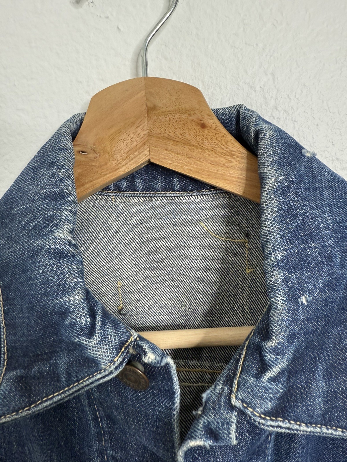 Levis VTG  Big E Trucker Jacket Type 3 O Stamp Early 1960s RARE PATCH image 8