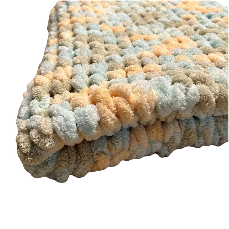 New~Handmade CHUNKY CROCHET BABY BLANKET Afghan~EXTRA SOFT~Pastel Multi~33 X 28 - Image 4 of 4