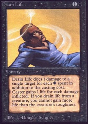 1x Drain Life Heavy Play, English 1st Edition Alpha MTG Magic